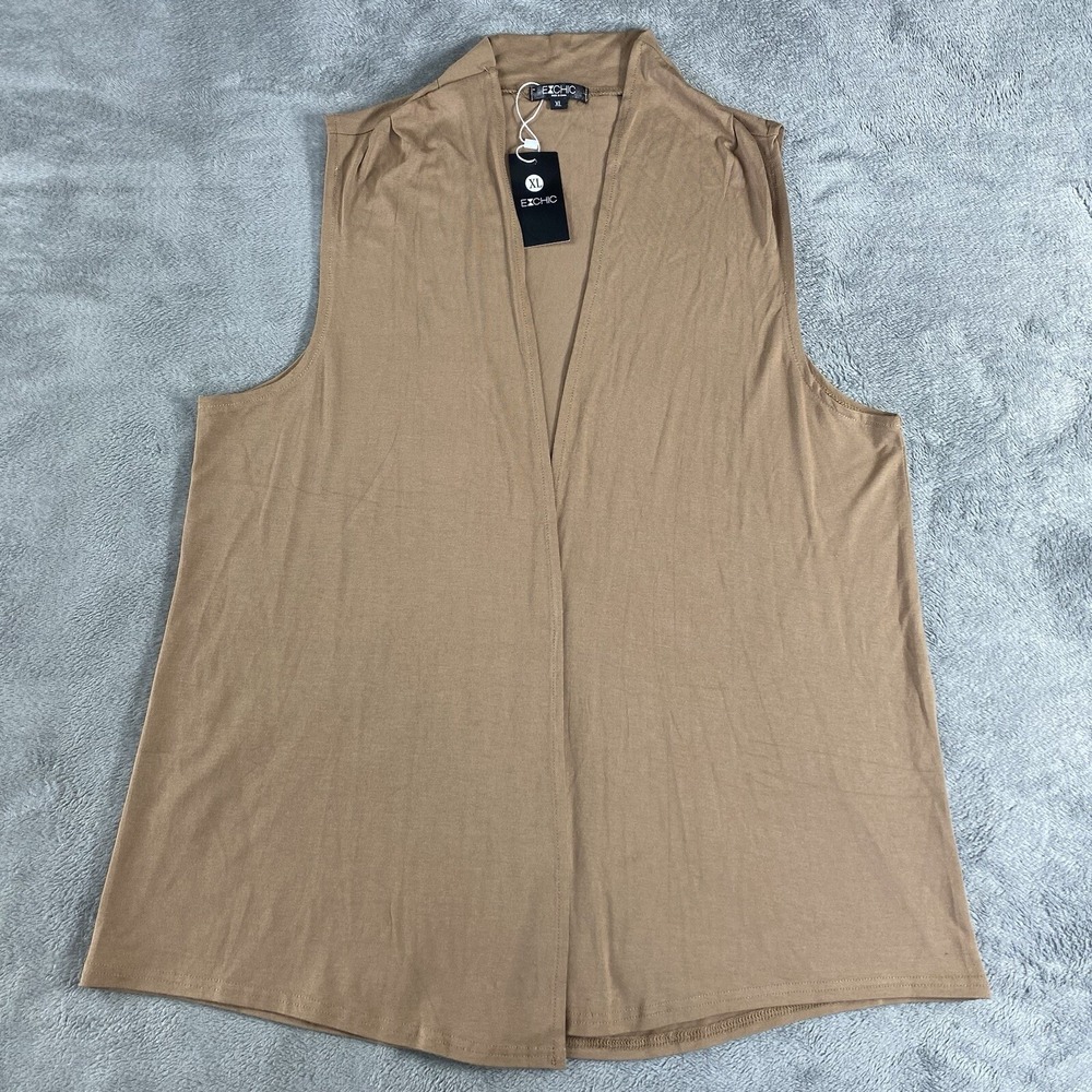 Exchic Cardigan Womens XL Vest Waistcoat Cardigan Irregular Light Jacket‎ Tops